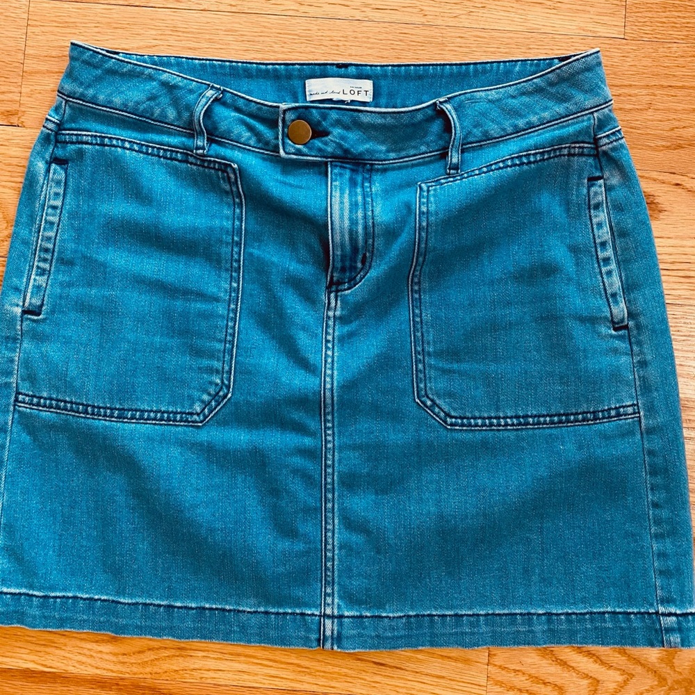 Loft denim utility skirt